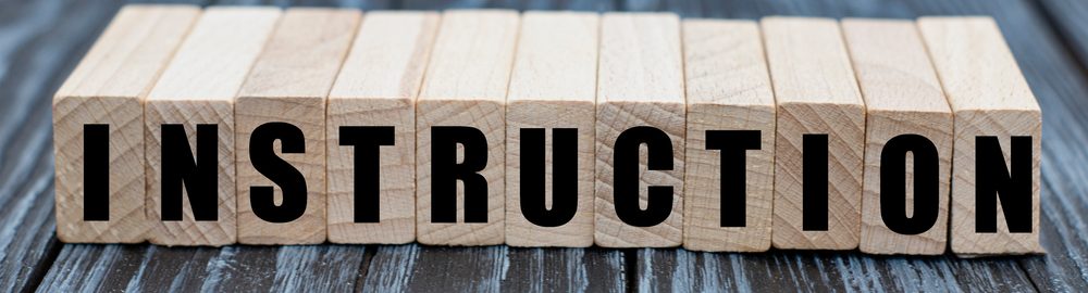 Concept,Word,Instruction,On,Cubes,On,A,Beautiful,Gray,Blue